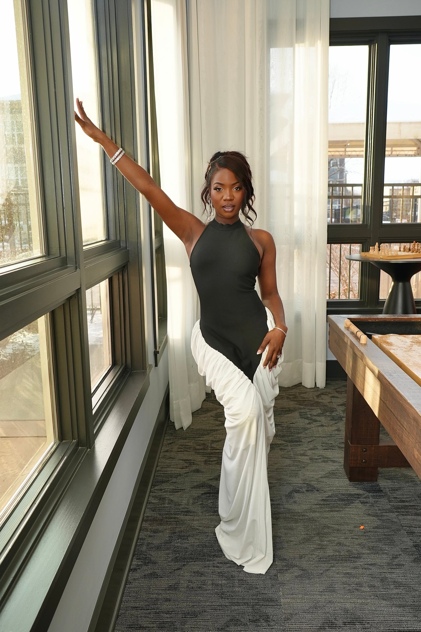 Roxy Noir Blanc Gown